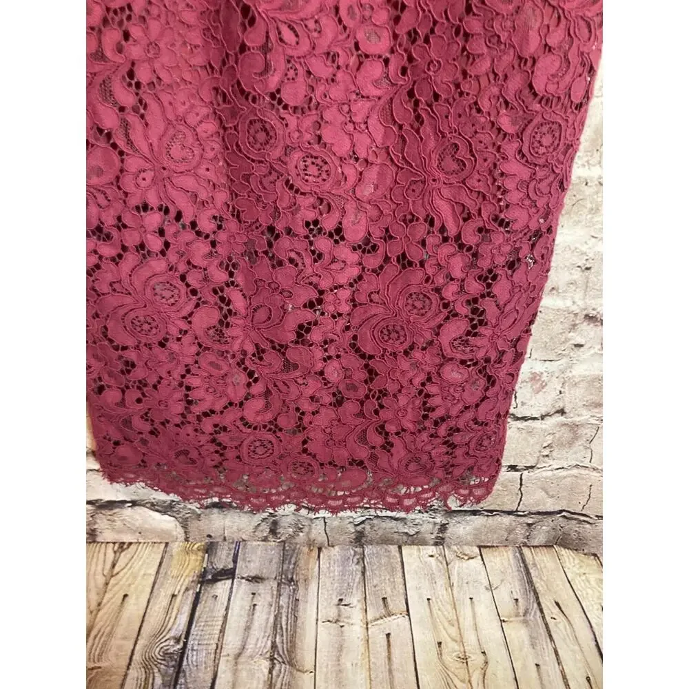 Bardot Lace Dress Womens XS Dark Mauve Midi‎ Bell Sleeve Romantic Off Shoulder - Picture 7 of 14
